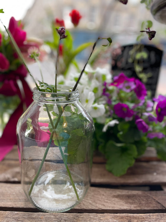 Glass pickle jar - best for small to large sized bouquets