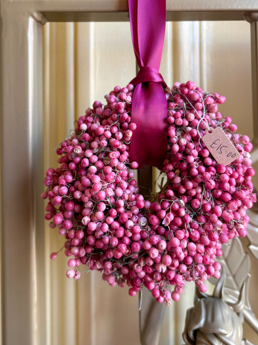 Pink peppercorn wreath