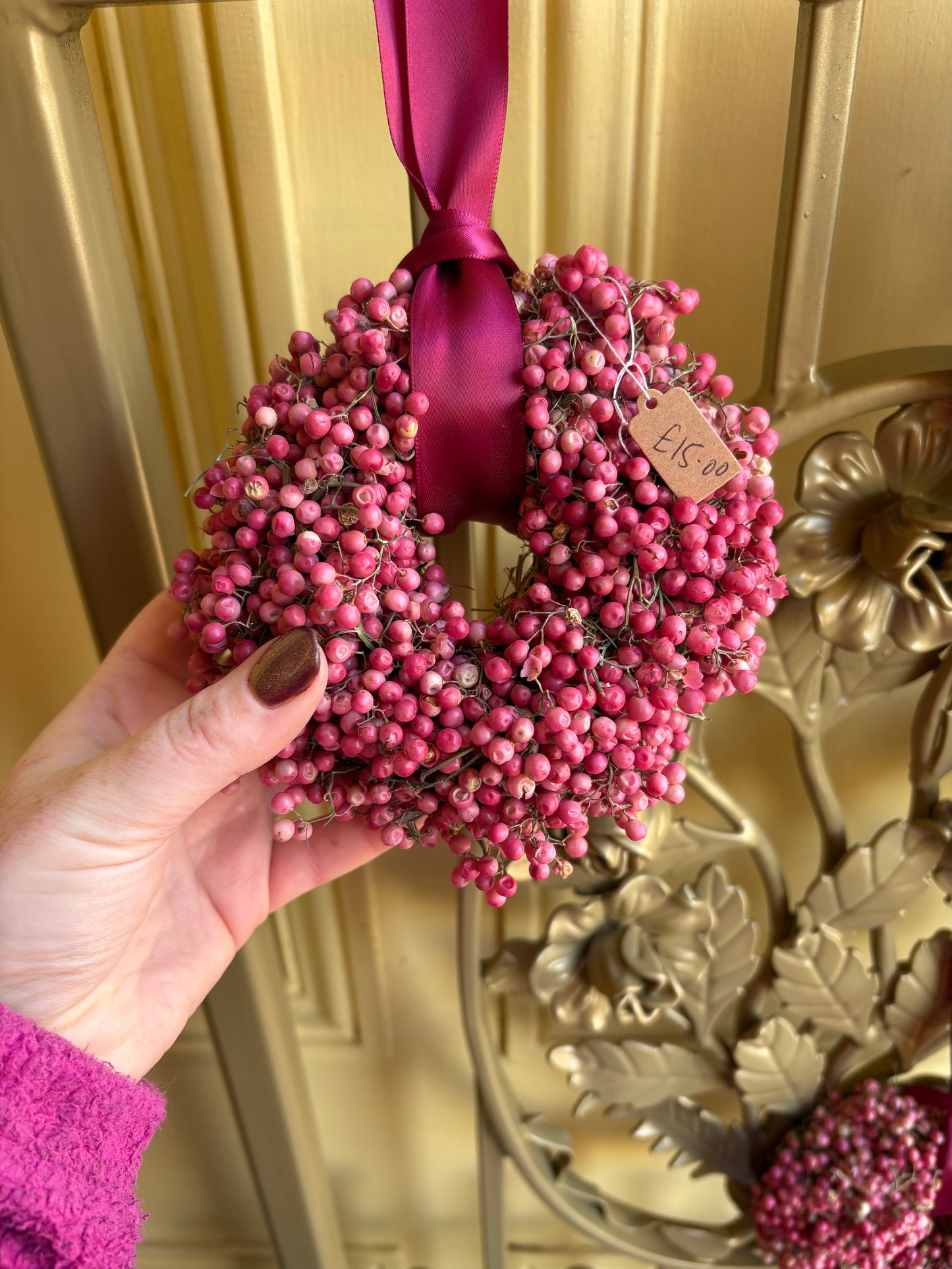 Pink peppercorn wreath