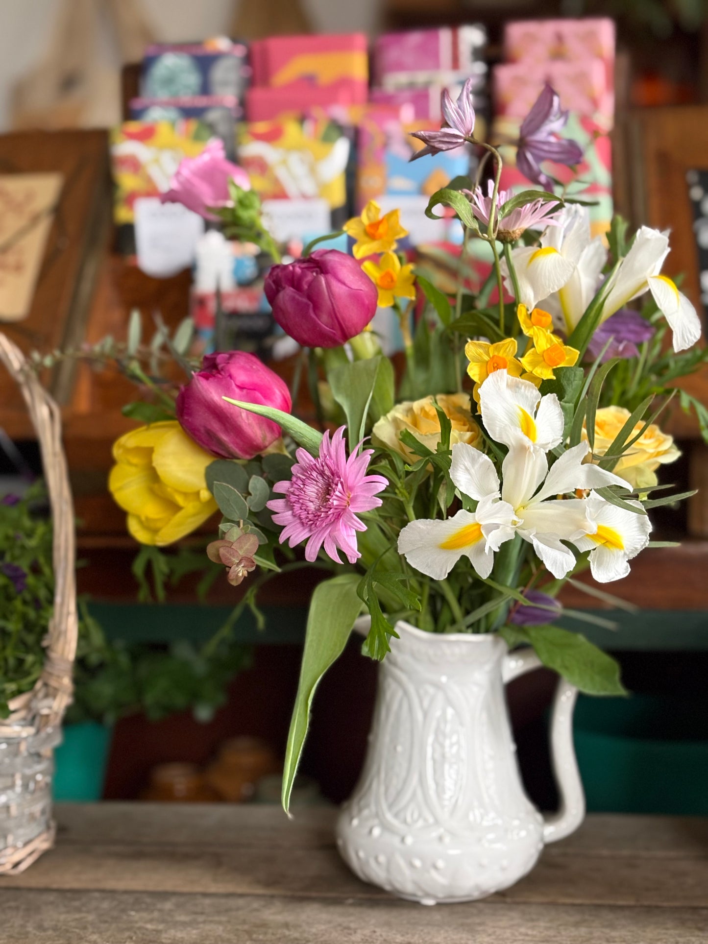 Jug of spring flowers